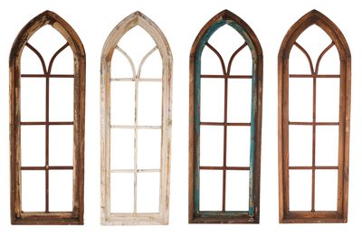 Kingston  Architectural Window -Wall-Primitive--Garden-Patio-12x36-Distressed-Farmhouse--Iron and Wood-Four Colors