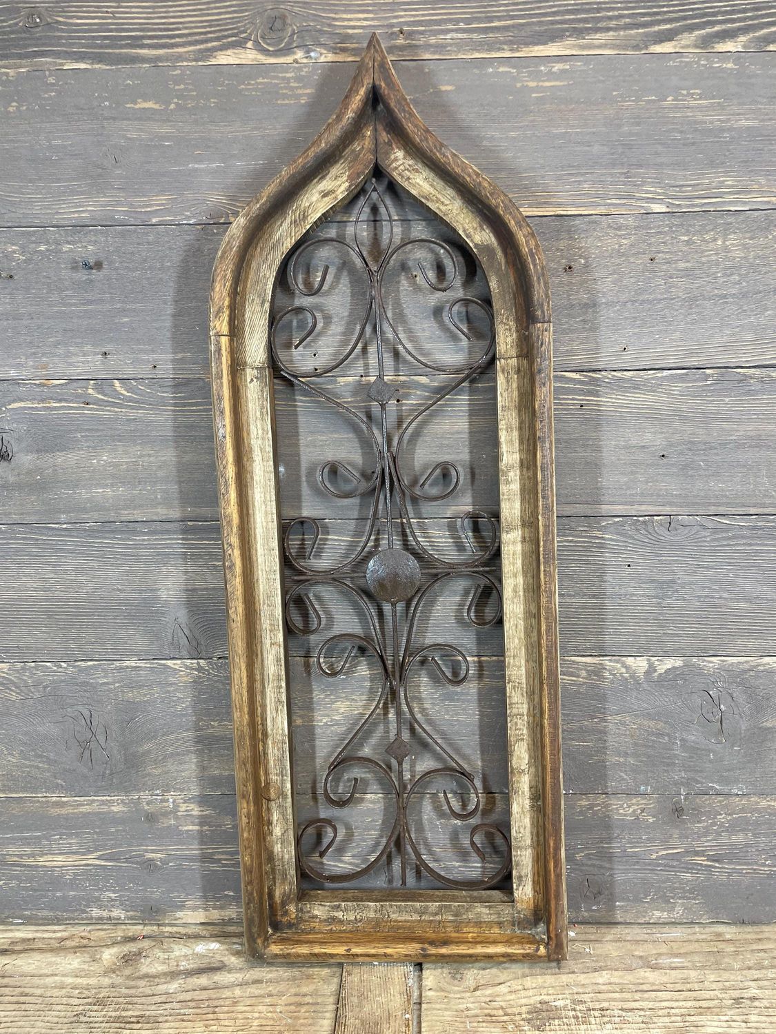Kingsland Architectural  Window -Wall-Primitive-Rustic-Garden-Patio-12x32-Distressed-Farmhouse-Iron and Wood-Distressed Tones