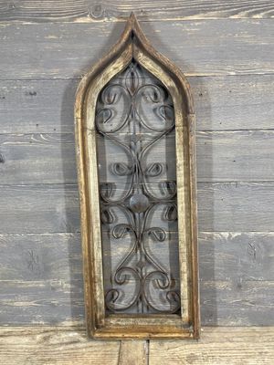 Kingsland Architectural  Window -Wall-Primitive-Rustic-Garden-Patio-12x32-Distressed-Farmhouse-Iron and Wood-Distressed Tones