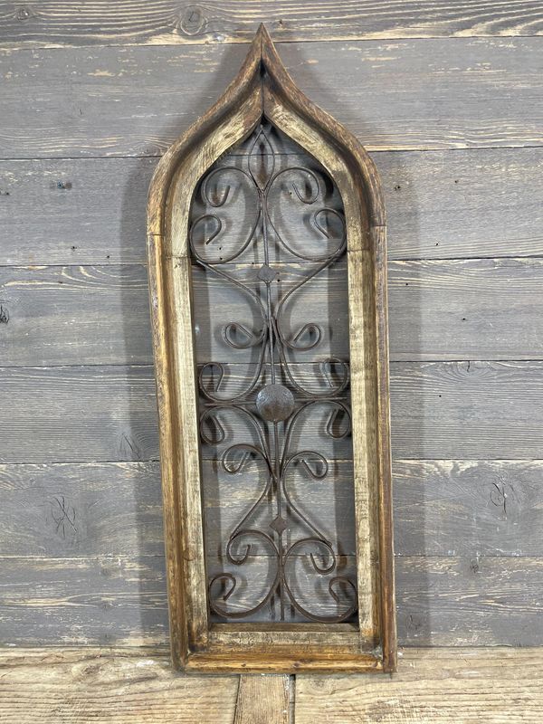 Kingsland Architectural  Window -Wall-Primitive-Rustic-Garden-Patio-12x32-Distressed-Farmhouse-Iron and Wood-Distressed Tones