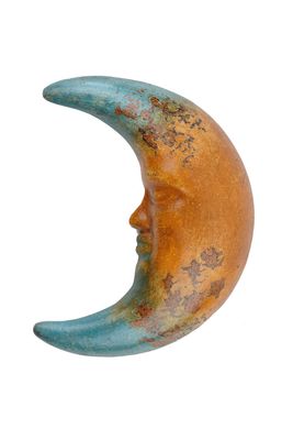 Old World Garden Moon-10x13 inches-Hand Painted Clay-Handmade-Garden Decor-Wall-Patio-Outdoor-10x13x2 inches
