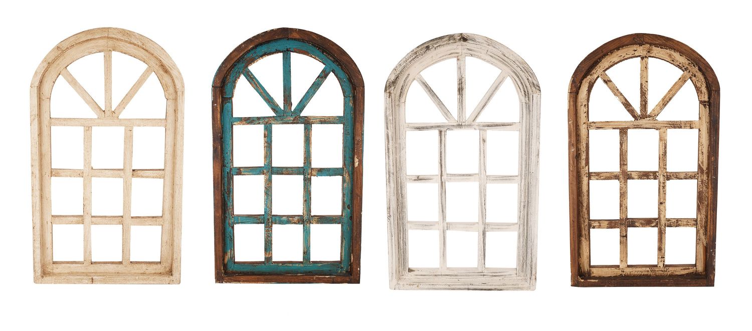 Hampton Architectural Farmhouse Window-Wall-Primitive-Rustic-Garden-Patio-14x24-Distressed-Farm Style-Four Colors