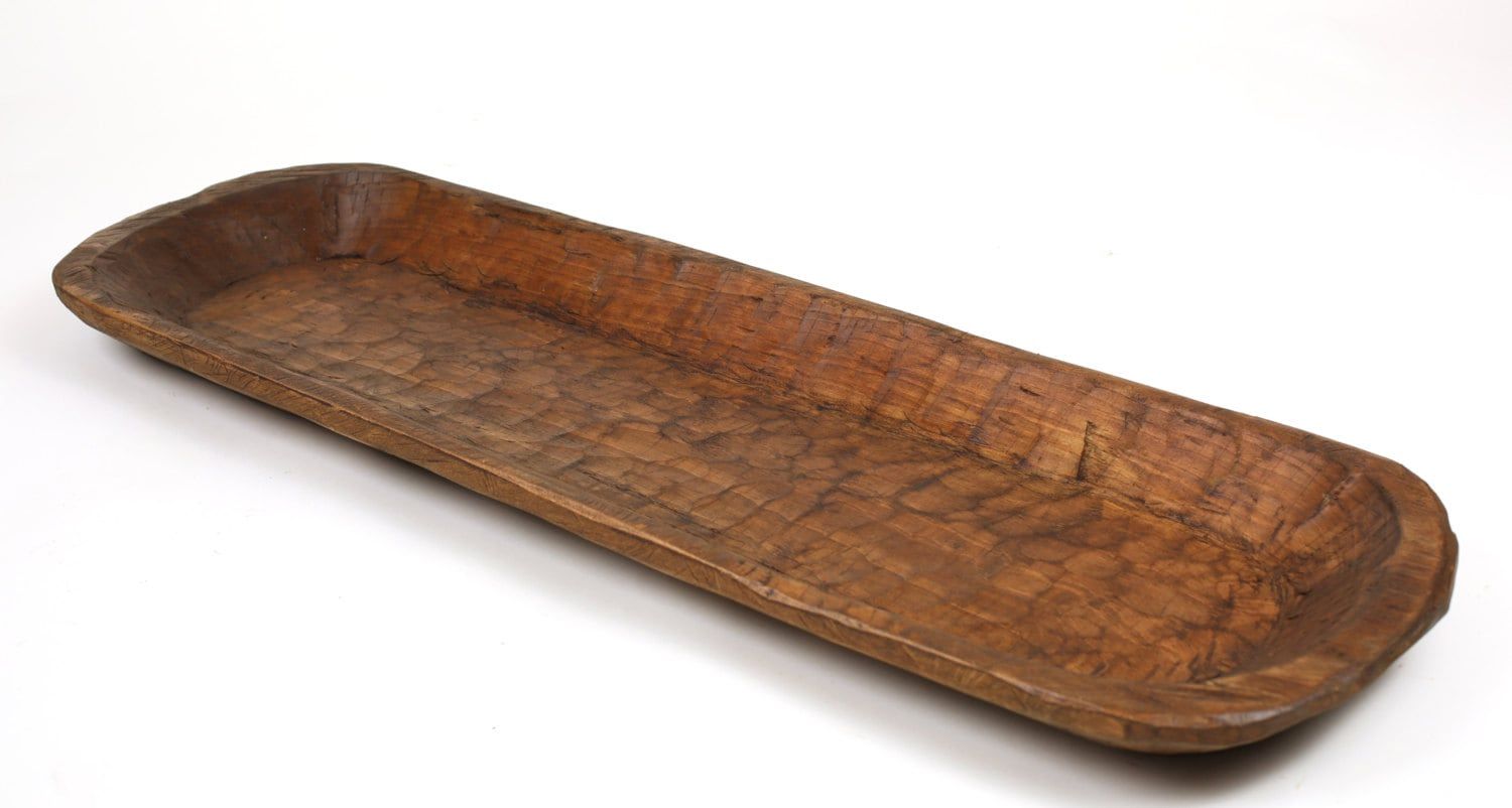 Extra Long Rustic Wooden Dough Bowl-11-12  Wide x 39-40 long and 2-3 inches-Batea-Wood-Trencher-Farmhouse-Kitchen-Handmade-Natural Waxed