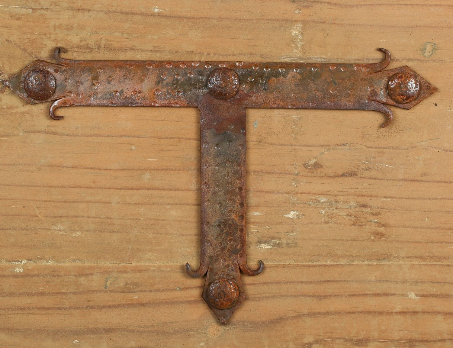 Rustic Door Hardware-"T" Strap Large-Mexican-Hand Hammered-Accents-Iron Hardware-Decorative Iron Hardware-Large-12x7 inches