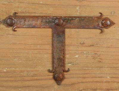 Rustic Door Hardware-"T" Strap Large-Mexican-Hand Hammered-Accents-Iron Hardware-Decorative Iron Hardware-Large-12x7 inches-2 PCS