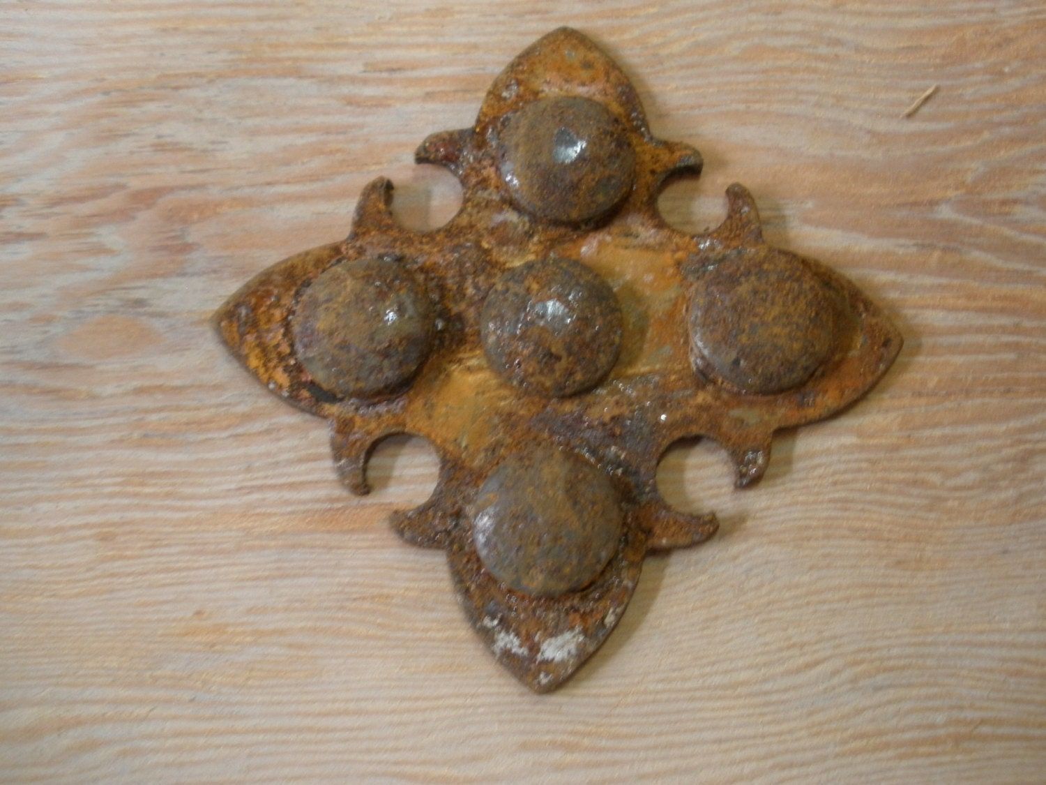 Iron Medallion Small-3x3 in-Clavos-Nails-Rustic-Lot of 4-NEW-Handmade-Iron Hardware-Mexican-4 PCS