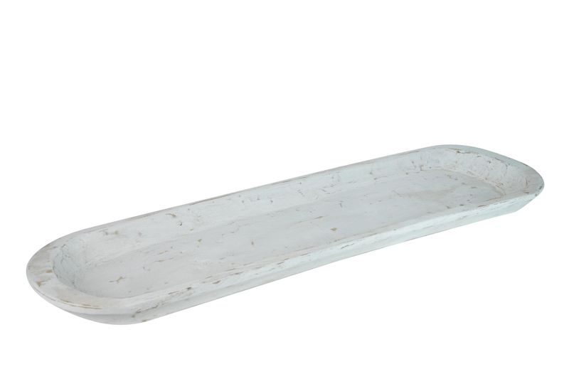 Extra Long Rustic Wooden Dough Bowl-11-12  Wide x 39-40 long and 2-3 inches-Batea-Wood-Trencher-Farmhouse-Kitchen-Handmade-White