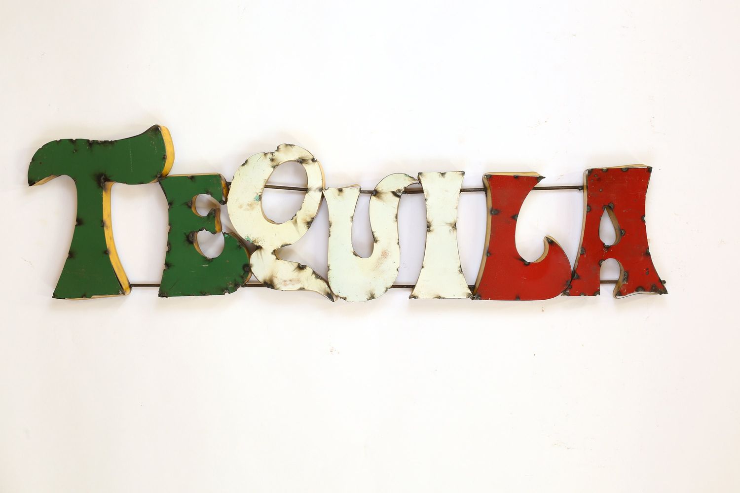 Tequila Recycled Metal Sign-43Wx12Hx2D inches-Art-Garden-Metal-Man Cave-Bar-Pool-Outdoor Metal sign-Colorful