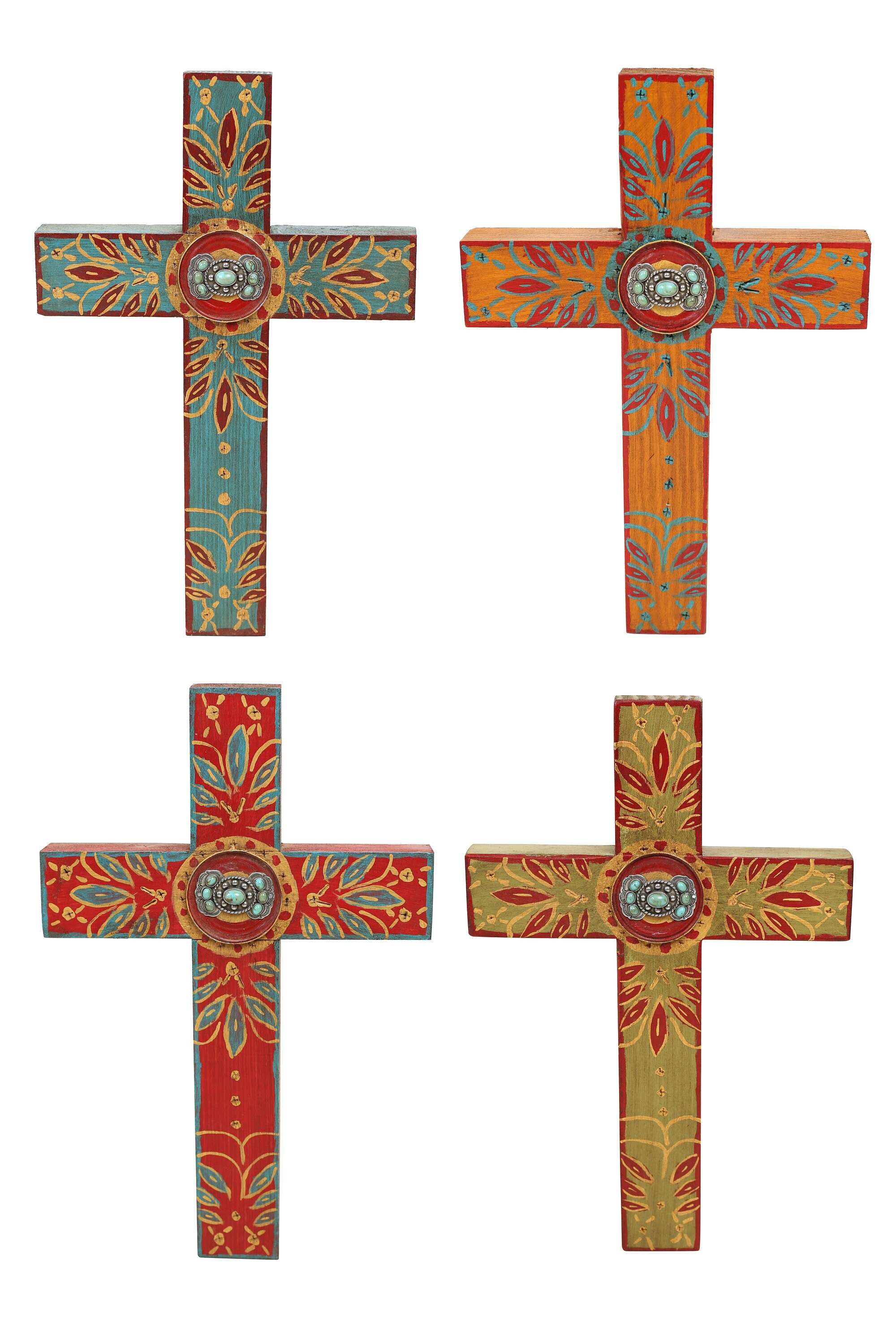 Concho Cross-11x17 inches-Artist Made-Crosses-Handmade-Wall Decor-Gorgeous-Beautiful-Hand Painted