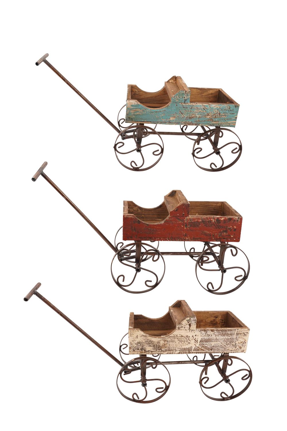 Rustic Wooden Wagon-Planter-Decor-Farmhouse-Handmade-Primitive-Garden Planter-Farmhouse-Wood-Three Colors-Wagon Planter