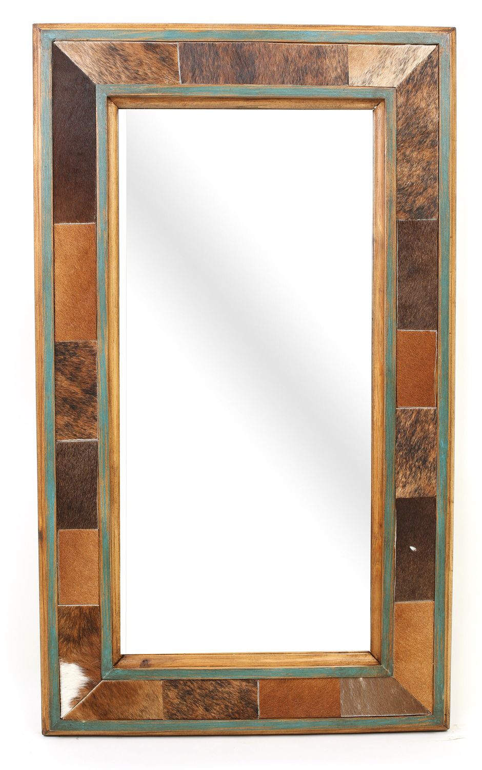 Cibolo Creek Cowhide Mirror-Wood-Handmade-Rustic-Western-Accent Mirror-Wall-Clavos-Vanity Mirror-12 Sizes