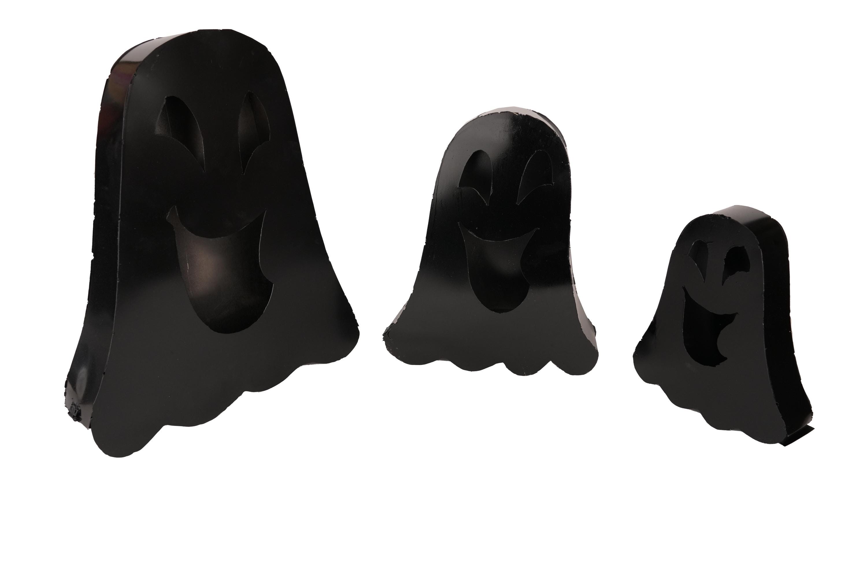 Halloween Ghosts-Set 3-Metal-Garden-Nesting-Black-Outdoor Decor-Handmade-Halloween-Ghosts-Black