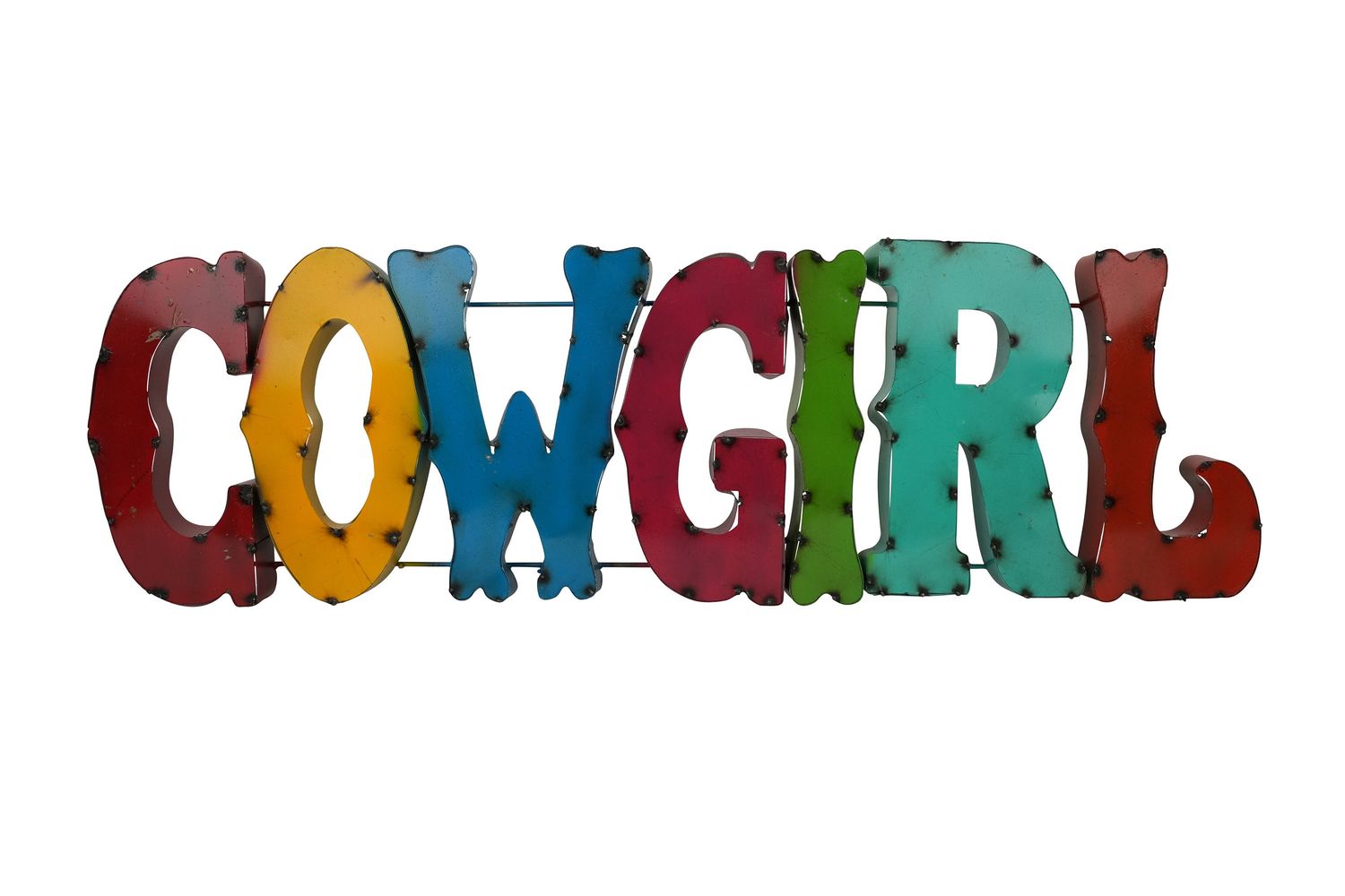 Cowgirl Recycled Metal Sign-43Wx13Hx2D inches-Art-Garden-Metal-Man Cave-Bar-Western-Outdoor Metal Sign-Cowgirl
