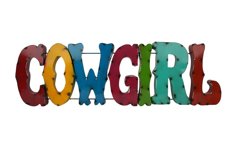 Cowgirl Recycled Metal Sign-43Wx13Hx2D inches-Art-Garden-Metal-Man Cave-Bar-Western-Outdoor Metal Sign-Cowgirl