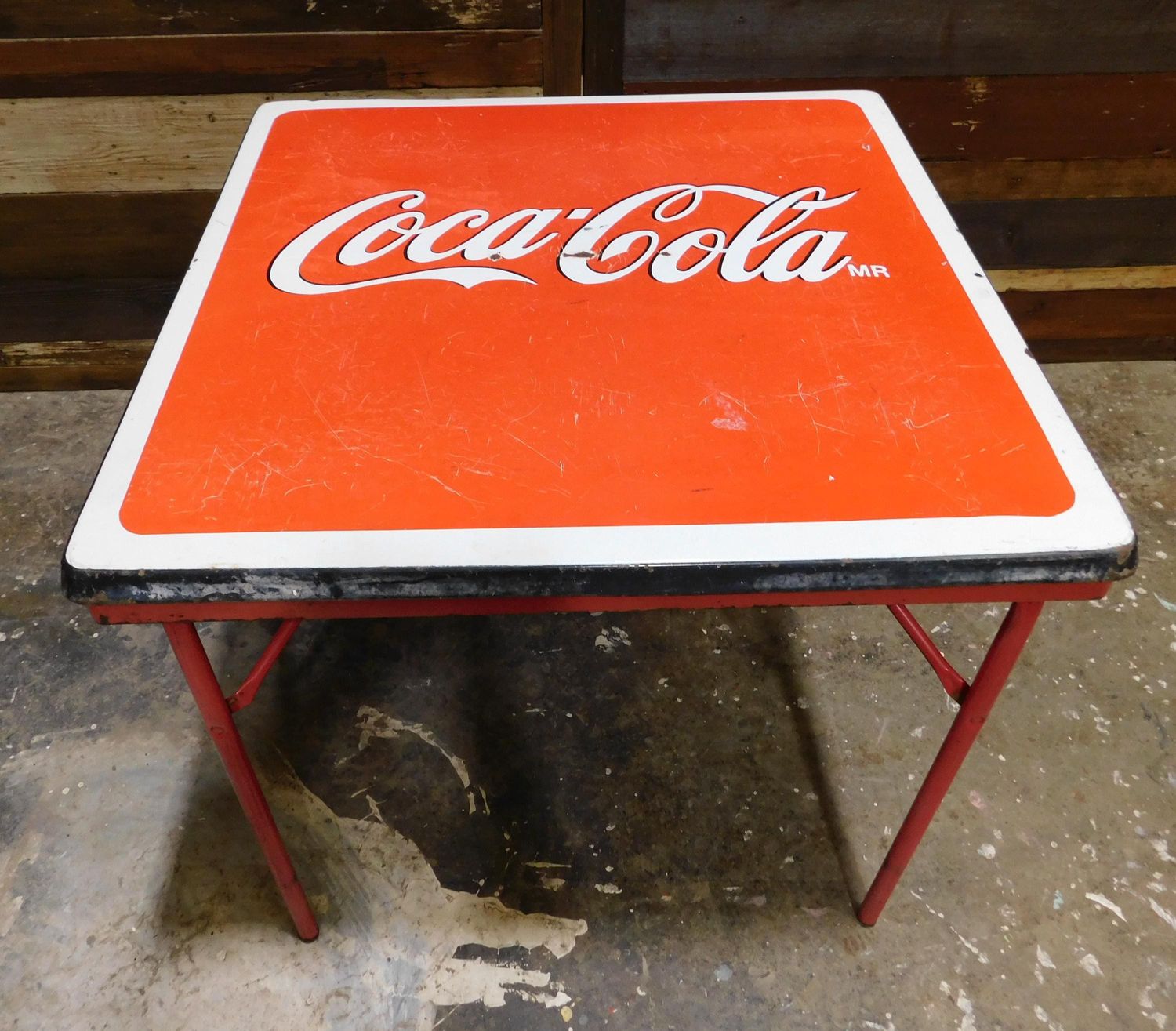Coca Cola Metal Table with Legs Porcelain--Mexican-Restaurant- Bar-30x30-Beer-Man Cave-Patio Furniture-Vintage