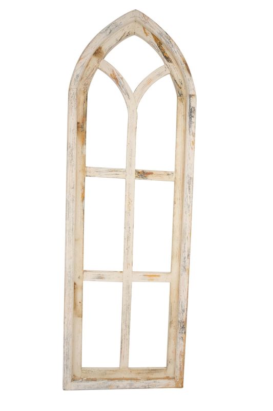 Katy Architectural Window-Wall Decor-Primitive-Garden-Patio-12x36-Distressed-Farmhouse-Shabby White