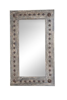 Denali Mirror-Wood-Handmade-Rustic-Distressed Gray-Accent Mirror-Wall-Clavos-Medallions-Primitive-Vanity Mirror-Industrial Loft-9 Sizes Denali Mirror-Wood-Handmade-Rustic-Distressed Gray-Accent Mirror-Wall-Clavos-Medallions-Primitive-Vanity Mirror-Industrial Loft-9 Sizes