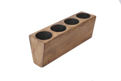 4 Hole Sugar Mold Candleholder-Mold Only-13 inches-Old Mexican-Rustic-Wood-Sugar molds-Primitive-Wooden-Mold Only-4 Hole Waxed