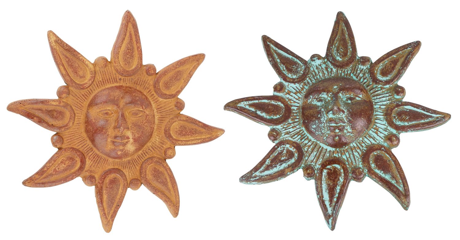 Star Clay 15 inch Sun-Hand Painted-Garden-Handmade-Garden Decor-Wall-Patio-Outdoor-Rustic-15 inches Wide-Two Colors