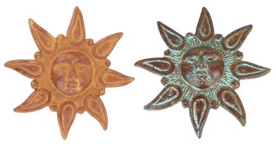 Star Clay 15 inch Sun-Hand Painted-Garden-Handmade-Garden Decor-Wall-Patio-Outdoor-Rustic-15 inches Wide-Two Colors