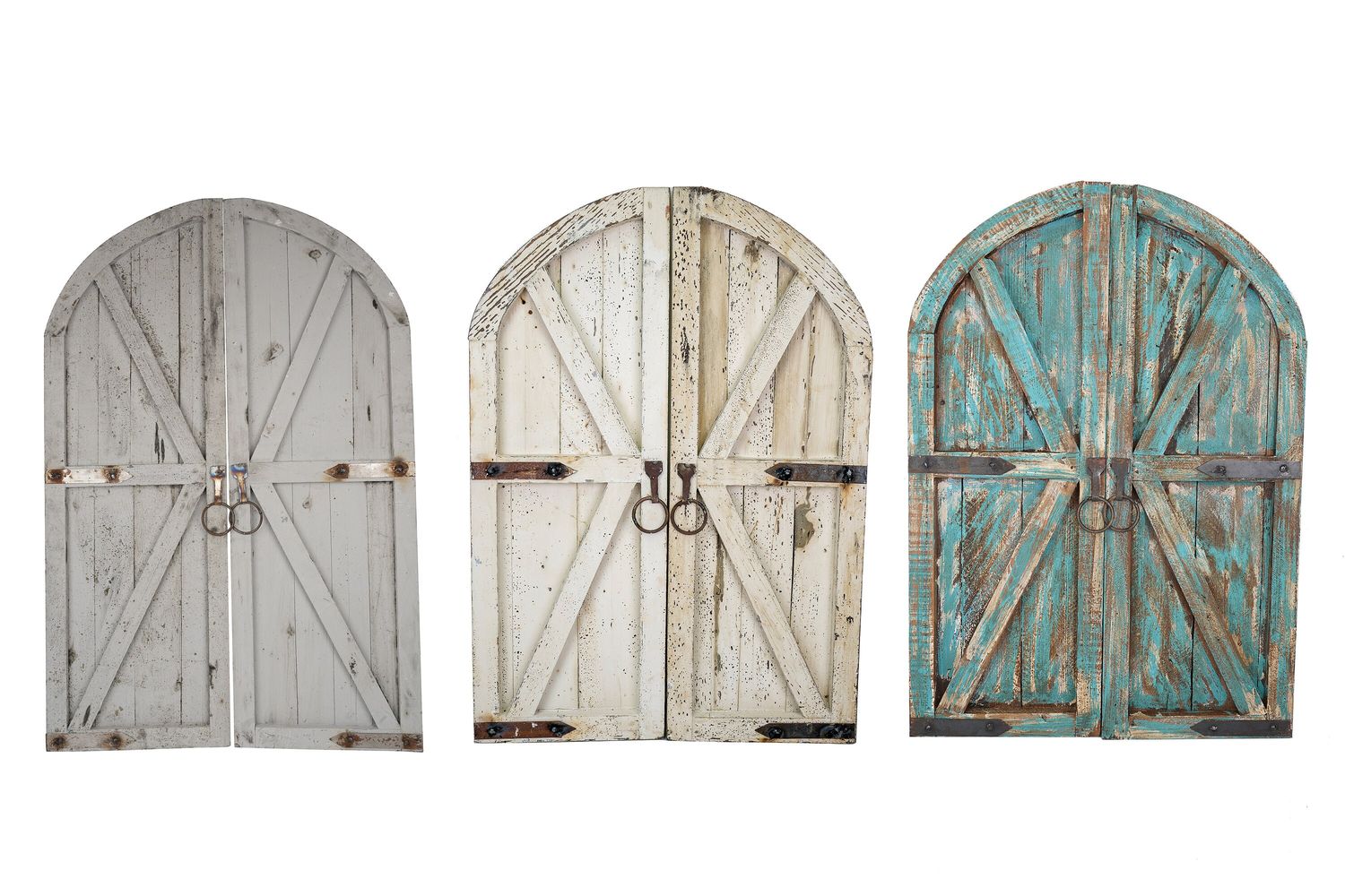 Farmhouse Small Arched Window Pair-Wall-Primitive-Rustic-Garden-Patio-23x32-Farmhouse Wall Decor-Four Colors-Small