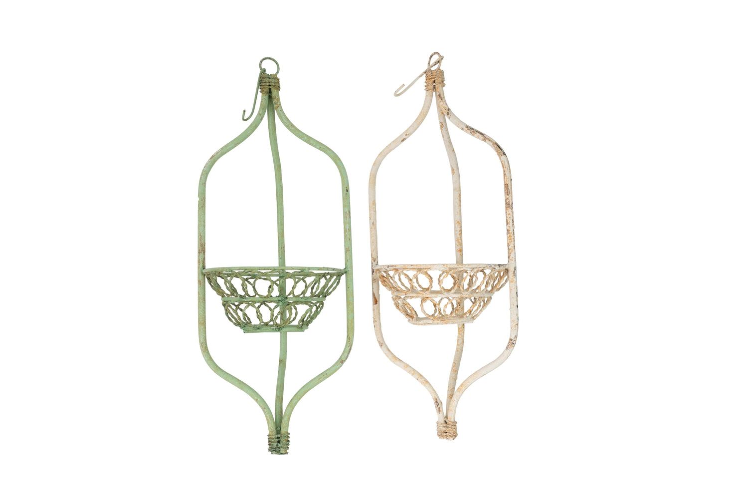 Tubee Farmhouse Iron Hanging Planter Basket-Farmhouse Style-Primitive-Distressed Metal-10x30H inches-Hanging Garden Basket-Tubee