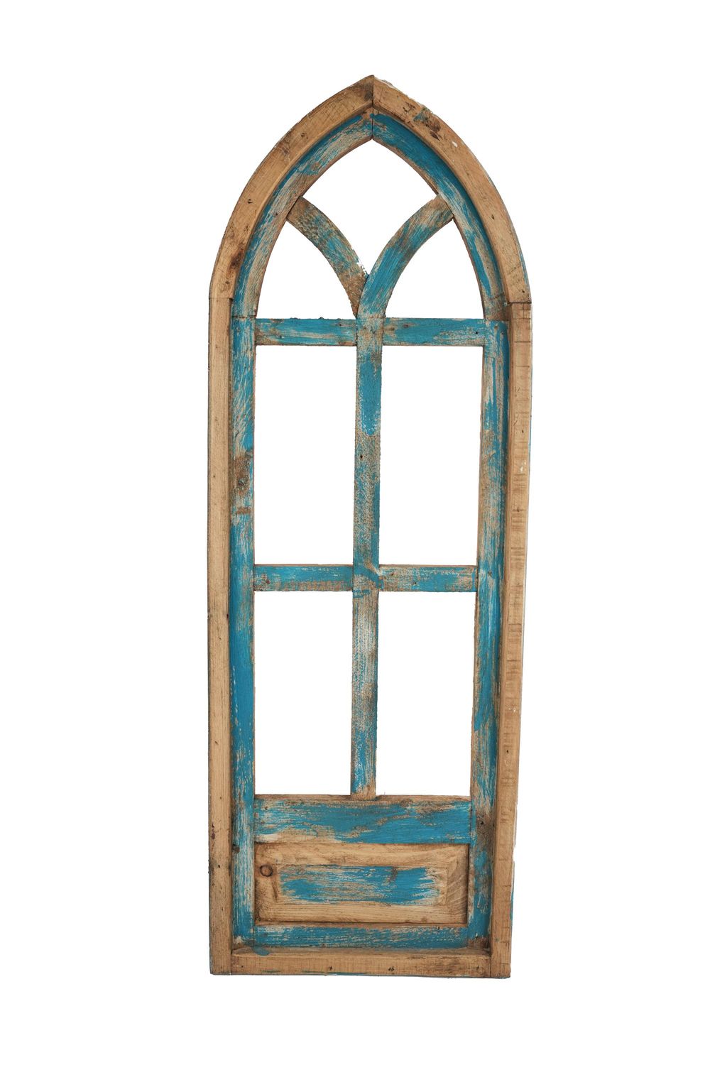 Lockhart Architectural Window-Wall Decor-Primitive-Garden-Patio-12x33-Distressed-Farmhouse-Turquoise