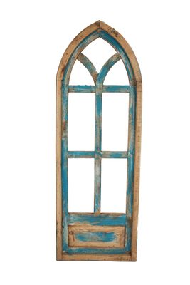 Lockhart Architectural Window-Wall Decor-Primitive-Garden-Patio-12x33-Distressed-Farmhouse-Turquoise
