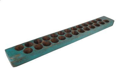 Antique Mini Sugar Mold Candle Holder-Old Mexican-Rustic-Wood-Sugarmold-Primitive-Wooden-5x38 in-26 Holes-UNIQUE-Turquoise-Tealight Candles