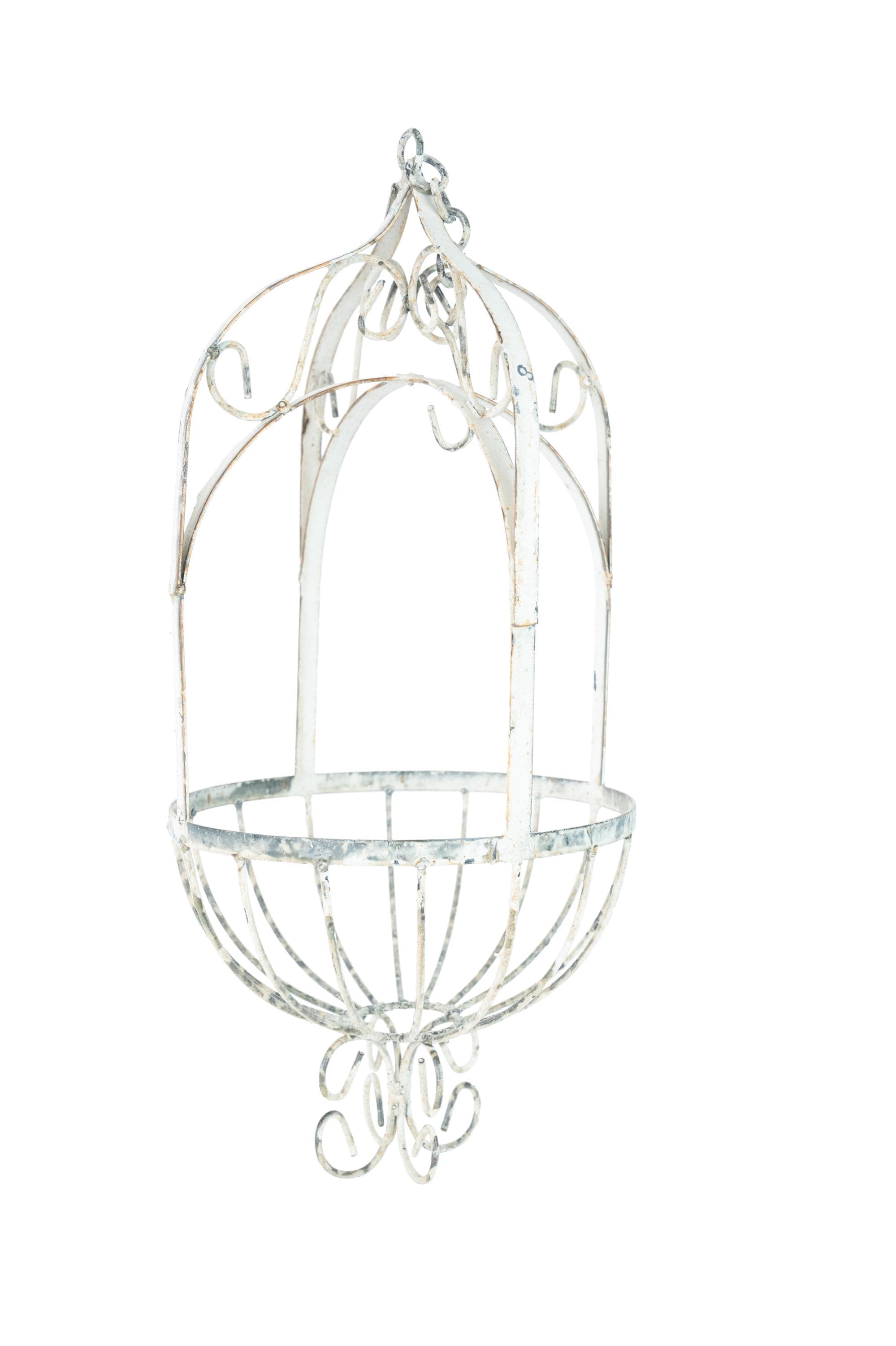 La Belle Farmhouse Iron Hanging Planter Basket-Farmhouse Style-Primitive-Distressed Metal-9x28H inches-Hanging Garden Basket-La Belle