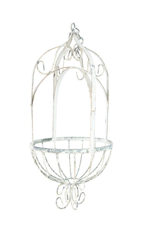 La Belle Farmhouse Iron Hanging Planter Basket-Farmhouse Style-Primitive-Distressed Metal-9x28H inches-Hanging Garden Basket-La Belle