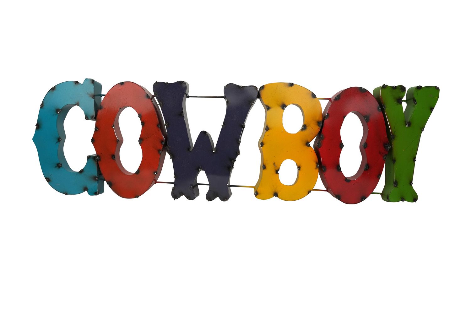 Cowboy Recycled Metal Sign-43Wx13Hx2D inches-Art-Garden-Metal-Man Cave-Bar-Western-Outdoor Metal Sign-Cowboy