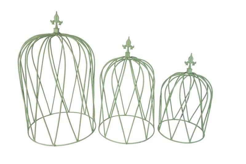 Trenton Set of 3 Large Farmhouse Iron Green Topiary-Finial-Garden Decor-Farmhouse Style-Distressed -Trenton-Green