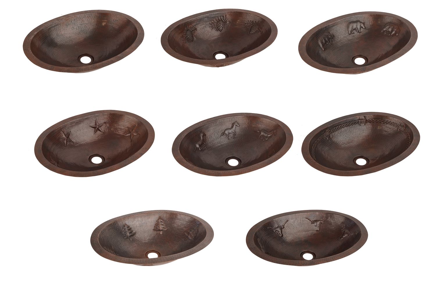Copper Sink-Bathroom-Vanity-Handmade-Hammered-19L x 14W x 9H inches-18 Gauge-High Quality-Handmade-Beauty-8 Choices