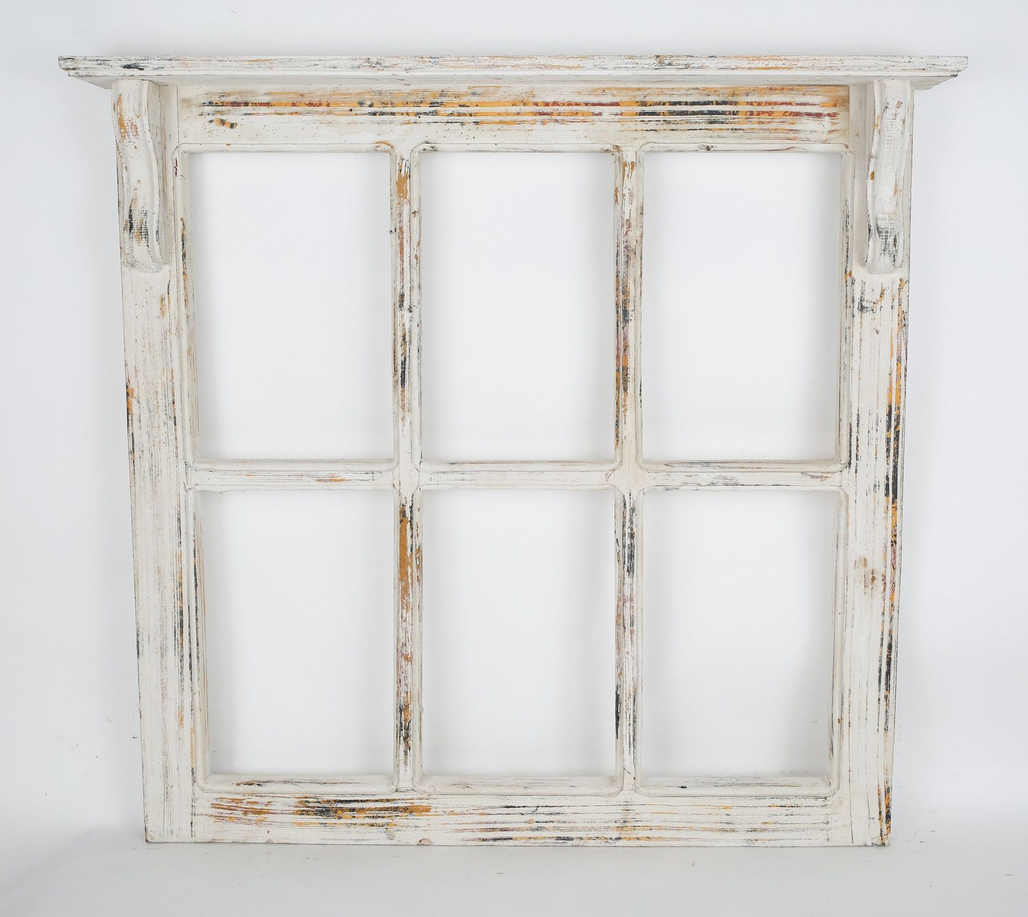 Farmhouse Architectural Window with Shelf-Wall-Primitive-Rustic-Garden-Patio-30W x 29H x 4D-Distressed-Farmhouse-Three Colors-6 Panes