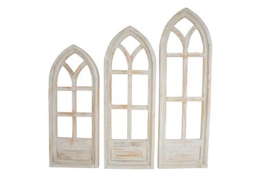 White Elm Windows-Farmhouse Architectural Wall Decor Windows Set of 3-Wall-Primitive-Rustic-Garden-Shabby White