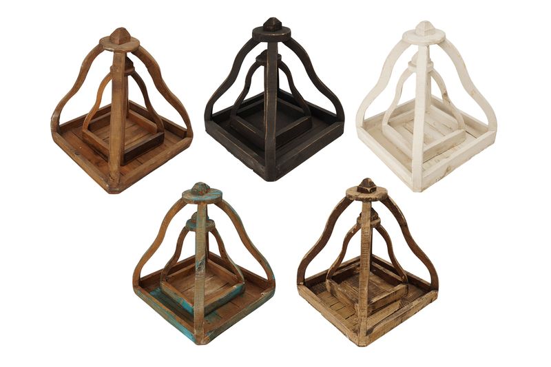 Bell Farmhouse Pair Wood Lantern-Handmade-Vintage Inspired-Primitive-Farmhouse Kitchen-Ornate-Home Decor-Pair-Two Sizes-Five Colors