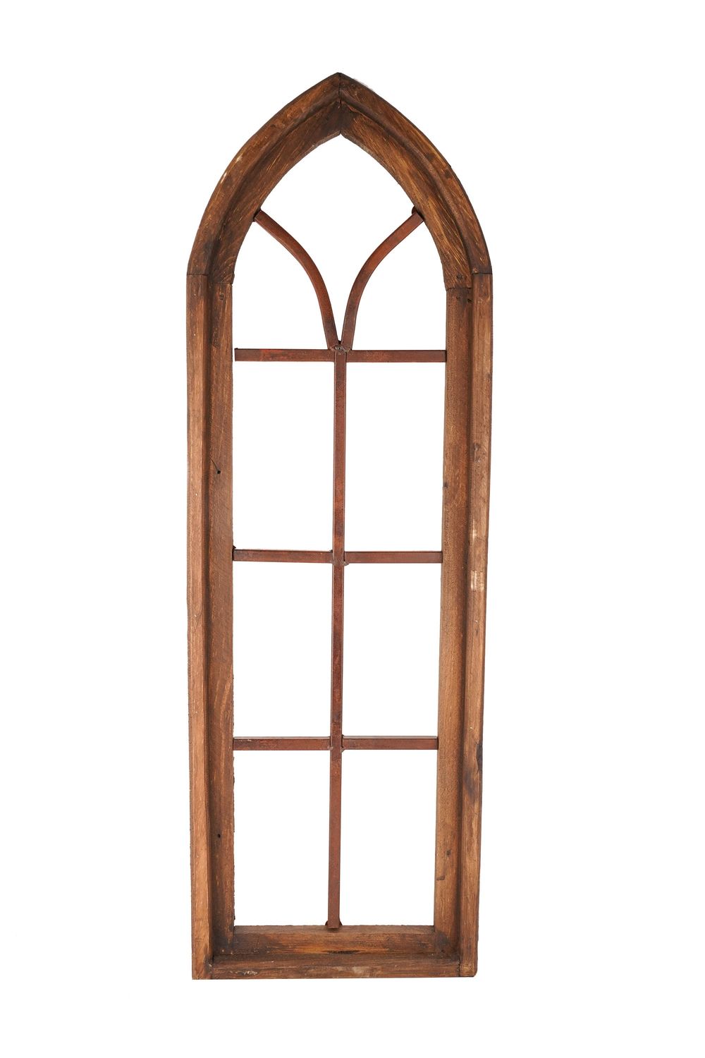 Highpoint  Architectural  Window -Wall-Primitive-Garden-Patio-12x36-Distressed-Farmhouse-Iron and Wood-Rustic Brown