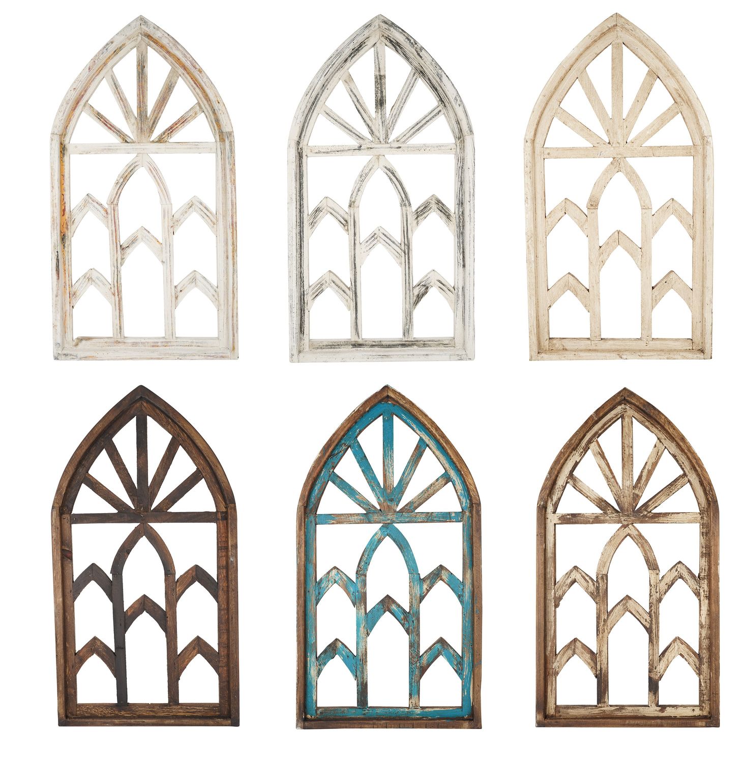 Mission Revival Wall Decor Farmhouse Window -Wall-Primitive-Rustic-Garden-Patio-17x30-Distressed-Six Color Choices