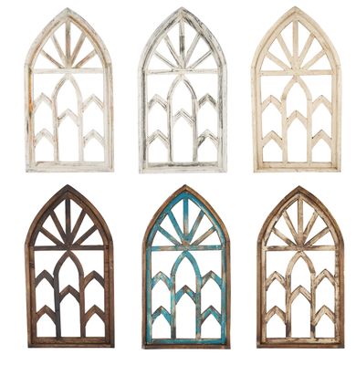 Mission Revival Wall Decor Farmhouse Window -Wall-Primitive-Rustic-Garden-Patio-17x30-Distressed-Six Color Choices
