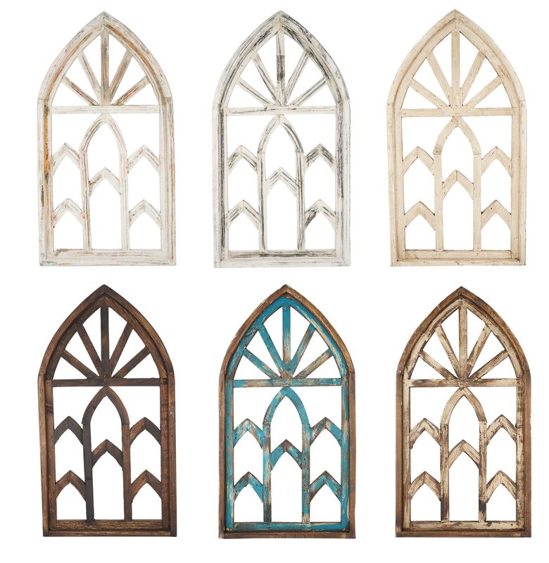 Mission Revival Wall Decor Farmhouse Window -Wall-Primitive-Rustic-Garden-Patio-17x30-Distressed-Six Color Choices