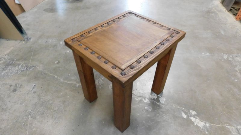 Wind River End Table-Cowboy-Western-Nail heads-Solid Wood-Handmade-Clavos-Rustic-Gorgeous-New-Five Sizes