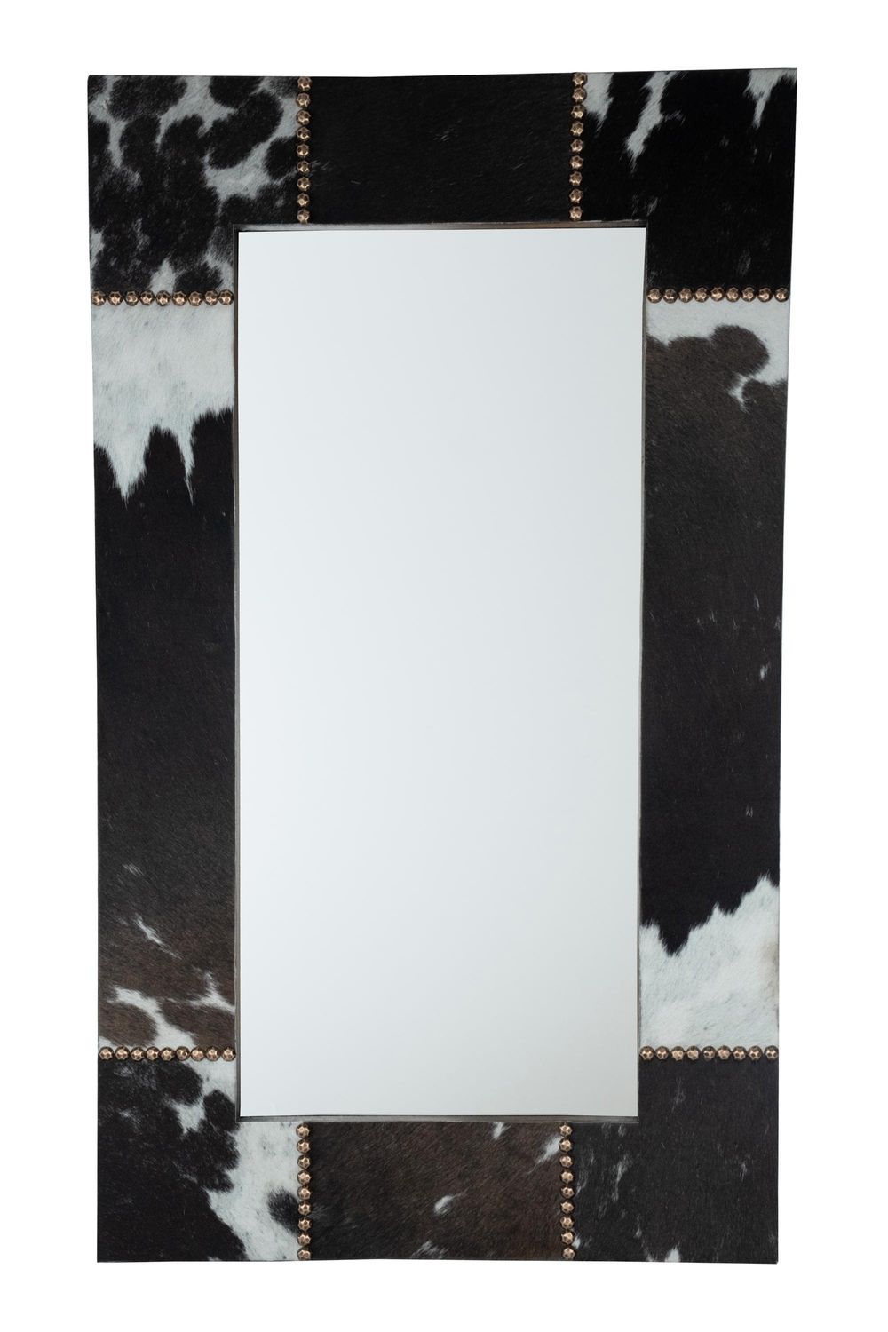 Cheyenne Cowhide Mirror-Wood-34x40 inches-Accent Mirror-Vanity Mirror-Wall Decor-Rustic-Cowboy-Clavos-Western-Lodge