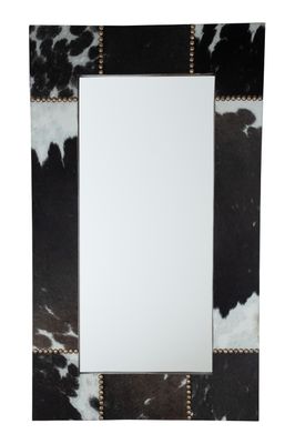 Cheyenne Cowhide Mirror-Wood-34x40 inches-Accent Mirror-Vanity Mirror-Wall Decor-Rustic-Cowboy-Clavos-Western-Lodge