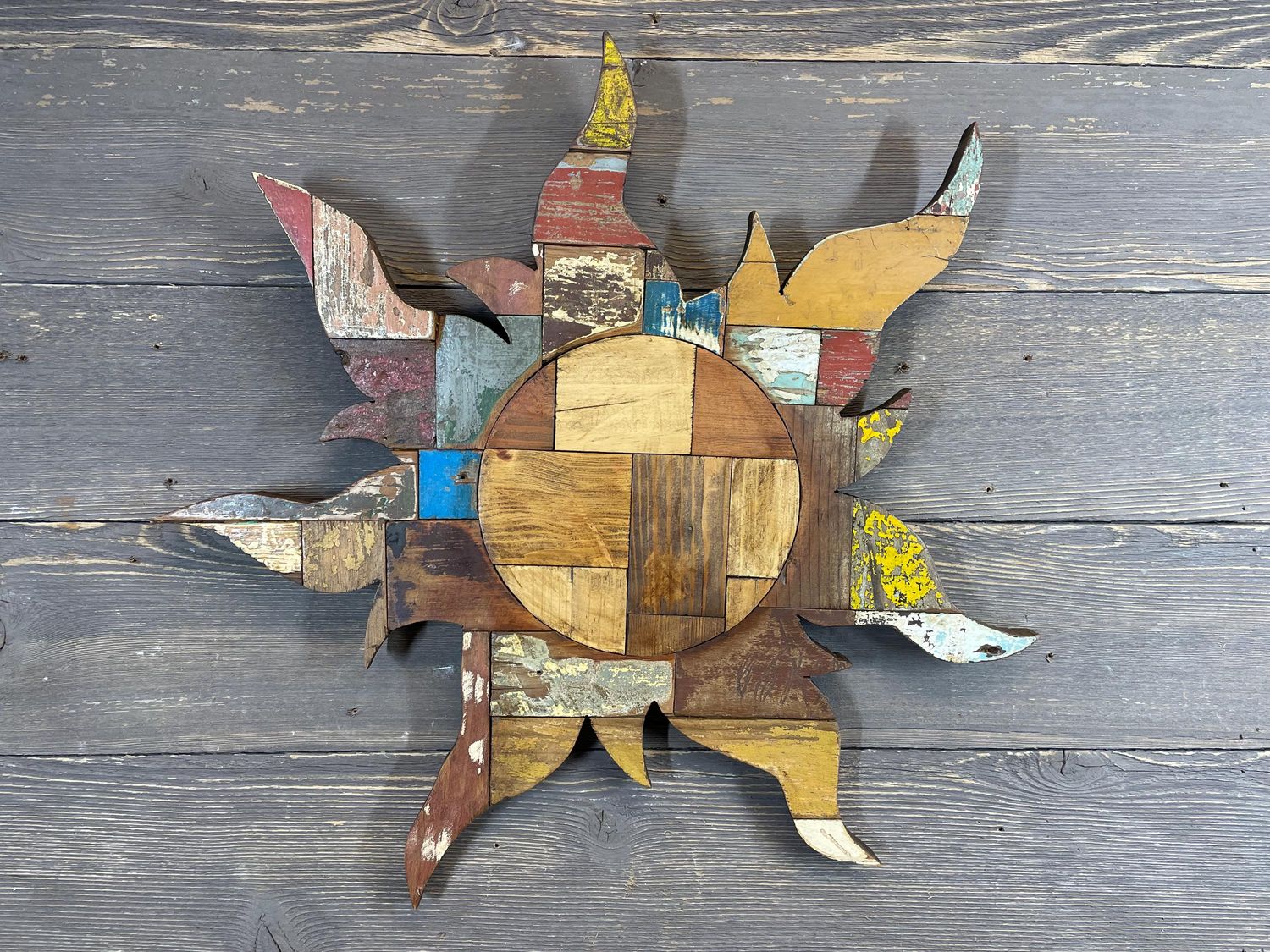 Reclaimed Wood Sun-Wall Decor-21 inches-Rustic-Wood-Handmade-Wall Sun-Reclaimed Wood Sun