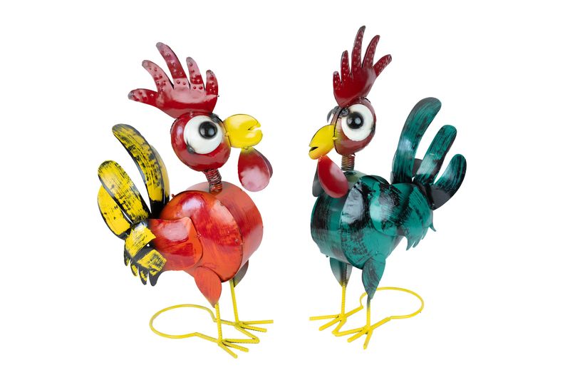 Springy Rooster-Metal-Garden-Farm-Yard Art-11x20H inches-Two Colors-Rocky