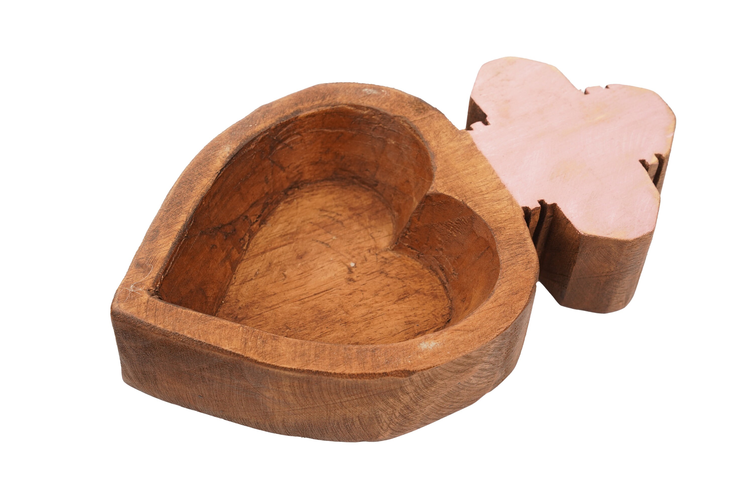 Folk Art Mini Heart with Cross-Mini Carved Heart-6x10-Wood-Handmade-Complete Assorted Pack-Set of 5