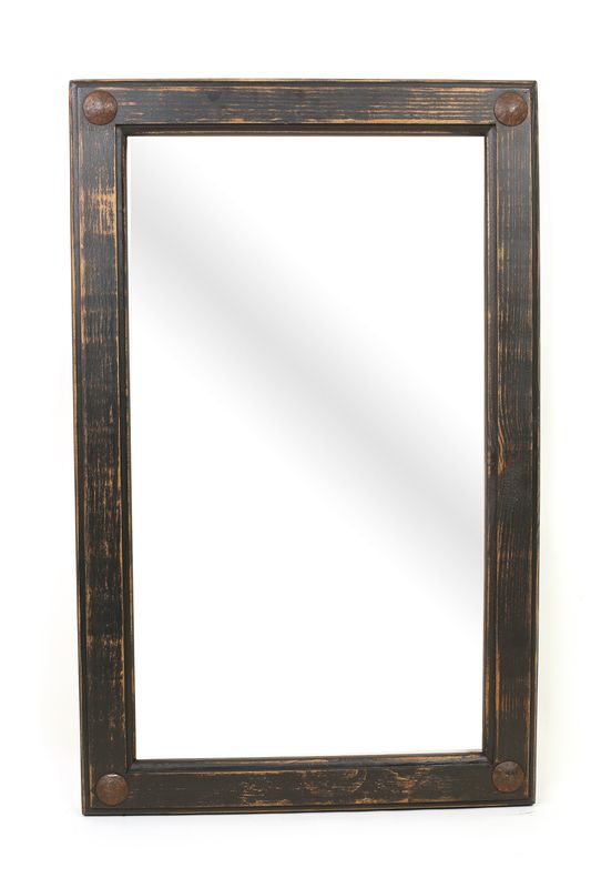 Black Creek Mirror-Wood-Handmade-Rustic-Wall-Clavos-Primitive-Vanity Accent Mirror-Ranch-Western-Industrial Loft-16 Sizes