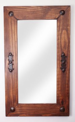 Vaquero Mirror-Wood-Handmade-Rustic-Wall-Clavos-Primitive-Vanity Accent Mirror-Ranch-Western-16 Sizes