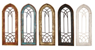 Valeria Architectural Window-20x50 inches-Wall-Primitive-Rustic-Garden-Patio-Farmhouse Wall Decor-Five Colors